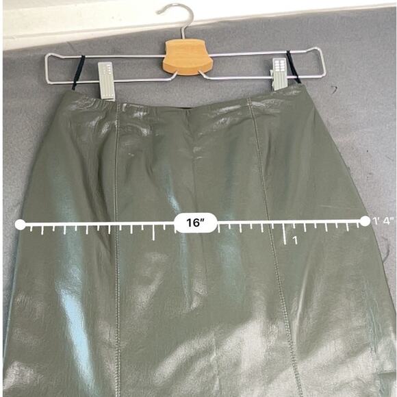 Nanushka Carlotta Skirt Faux Leather A-Line Midi Skirt Green - Picture 9 of 9